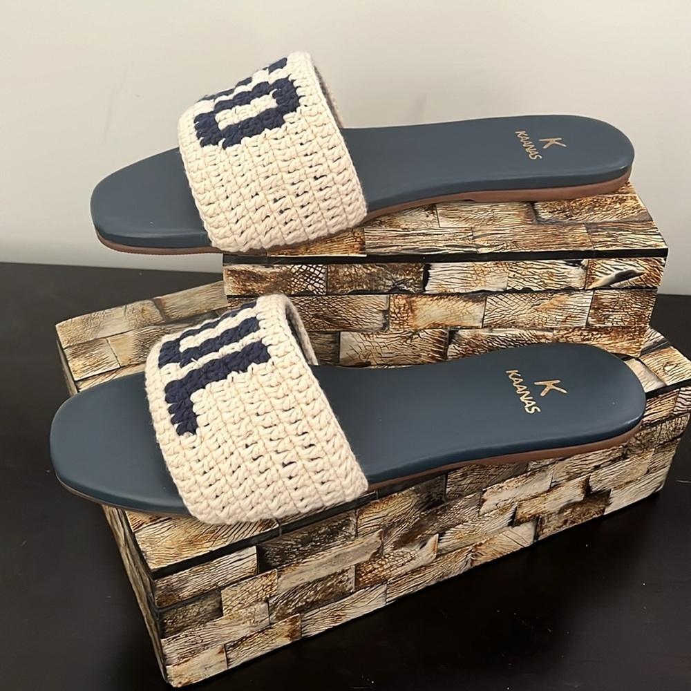 NWT KAANAS Tesia Slide Sandals - Navy - Size 7 - Picture 4 of 10